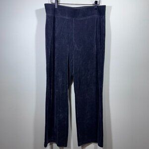 Talbots Velour Straight Leg Pants Womens Petites M Blue Pull On Elastic Waist